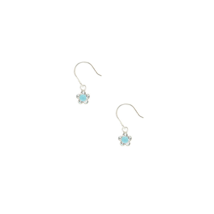 Sterling Silver Turquoise Daisy Drop Earrings,