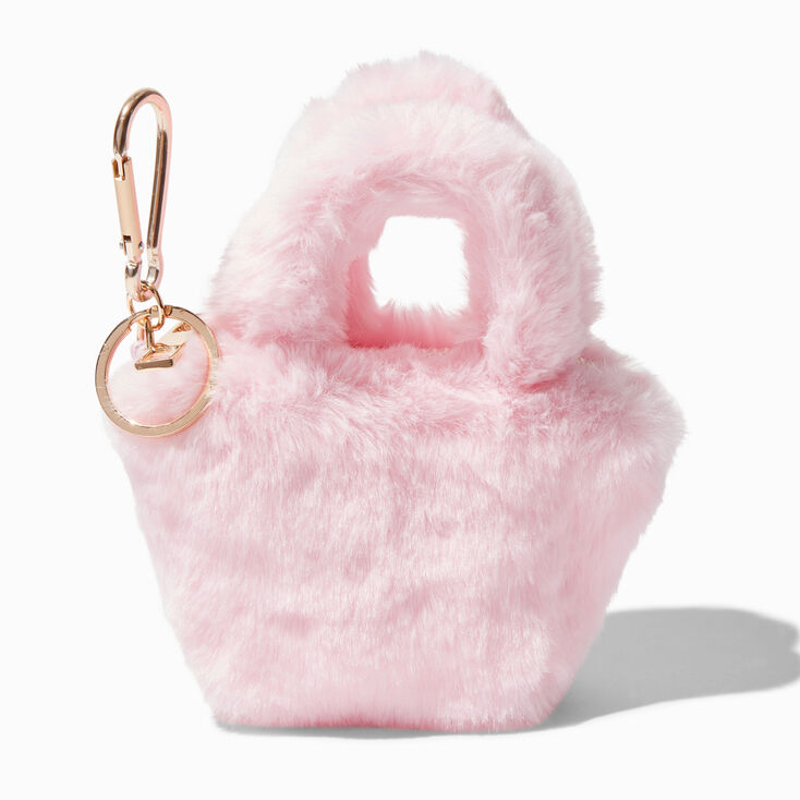 Furry Pink Mini Tote Keychain,