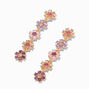 Rainbow Crystal Flowers Gold 2&quot; Linear Drop Earrings,
