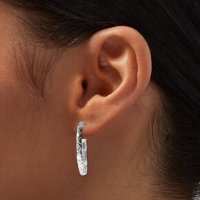 Silver Textured Hoop &amp; Studs Earrings Set - 6 Pack,