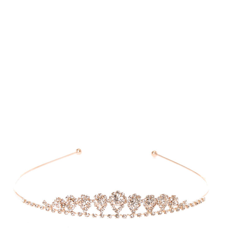 Rose Gold Mini Inverted Tear Drop Tiara,