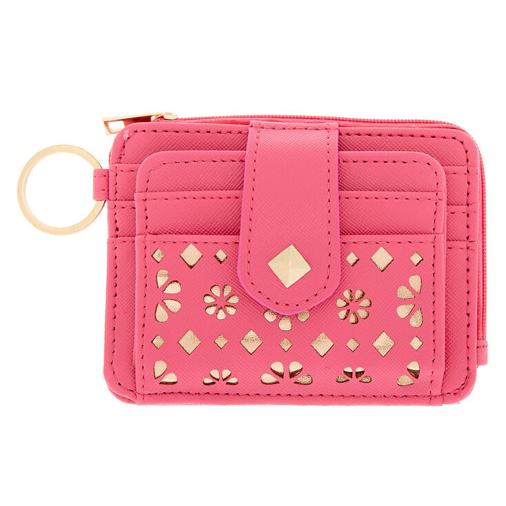 Gold Accent Cutout Coin Purse - Pink,