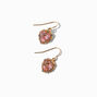 Gold-tone Pink Heart 0.5&quot; Drop Earrings,