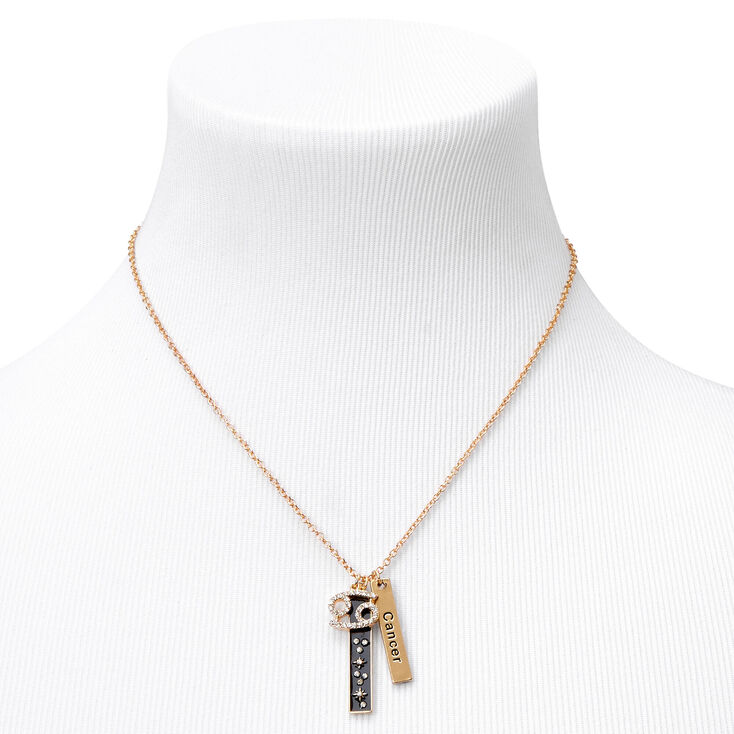 Gold Zodiac Symbol Pendant Charm Necklace - Cancer,