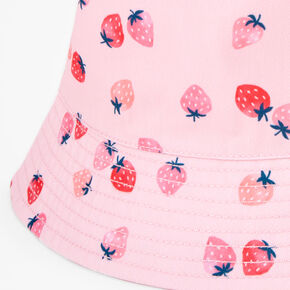Strawberry Print Pink Bucket Hat,