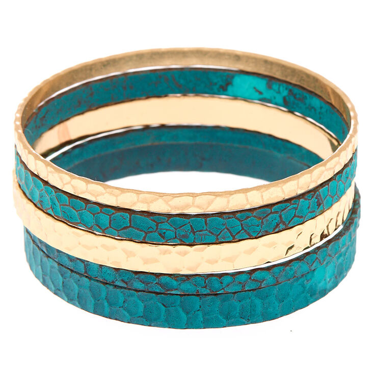 Gold Patina Bangle Bracelets - 5 Pack,
