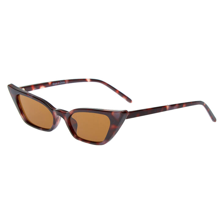 Tortoiseshell Slim Cat Eye Sunglasses,