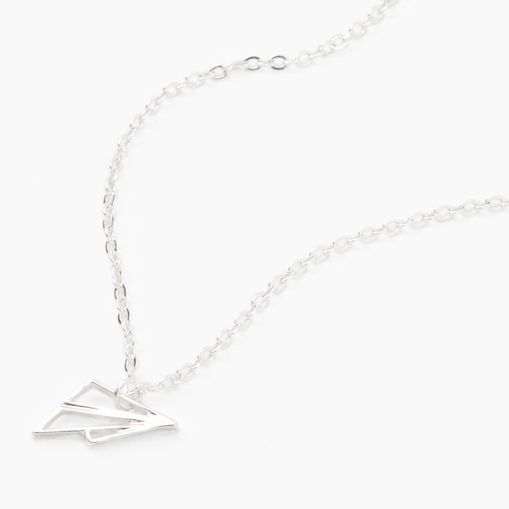 Silver Paper Airplane Pendant Necklace,