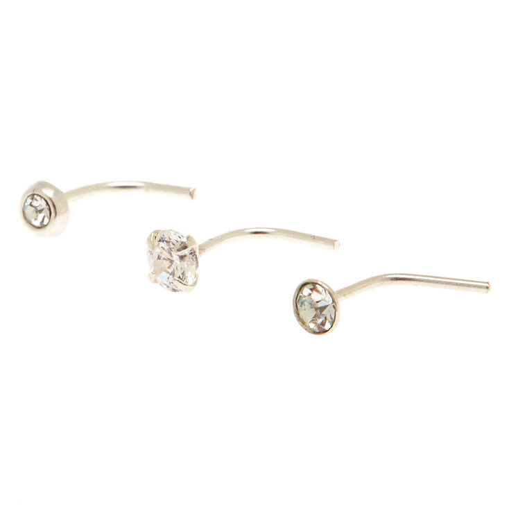 Sterling Silver Mixed Nose Studs - 3 Pack,