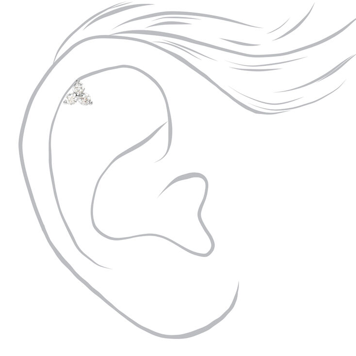 Silver 16G Embellished Snake Cartilage Stud Earrings - 3 Pack,