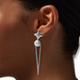 Silver-tone Butterfly Spike 3&quot; Drop Earrings,