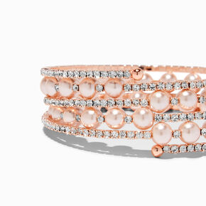 Blush Pink Pearl &amp; Crystal Wrap Bracelet,