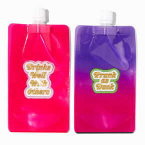 Collapsible Plastic Drink Flasks - 2 Pack,