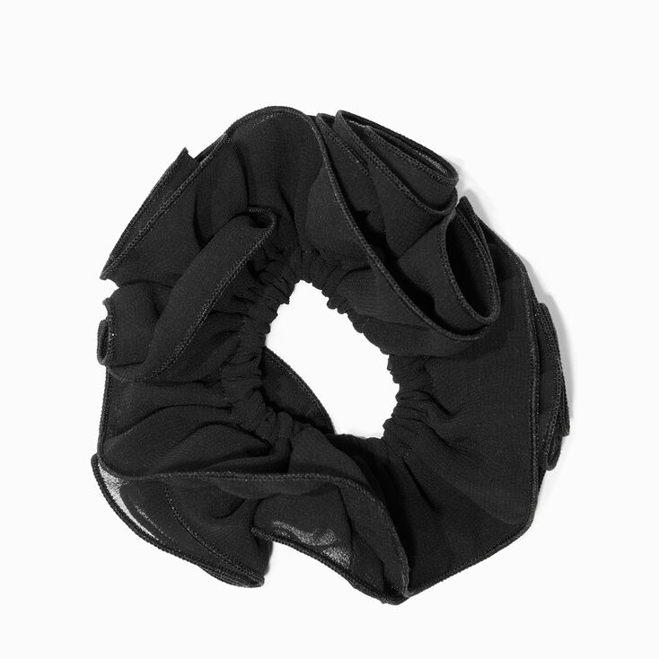 Black Sheer Rose Design Medium Hair Scrunchie,