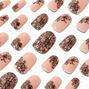 Black Lace Pink Round Vegan Faux Nail Set -  24 Pack,