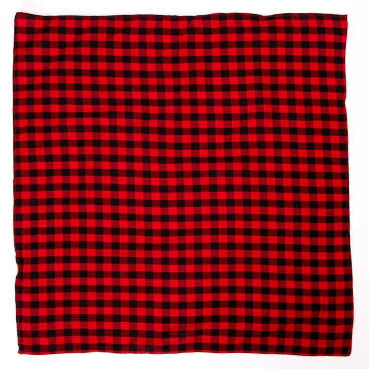 Red &amp; Black Checkered Bandana Headwrap,