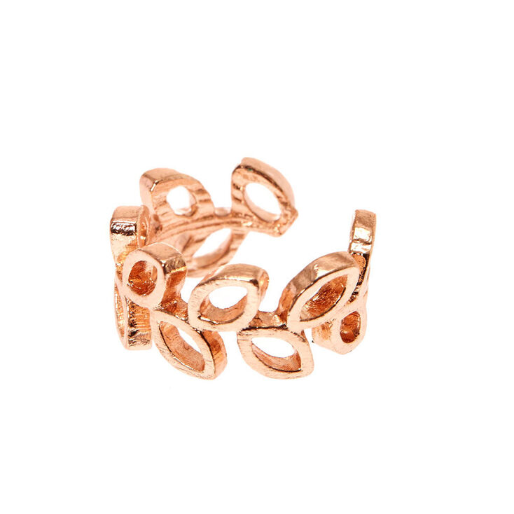 Rose Gold Tone Open Leaves Ear Cuff,