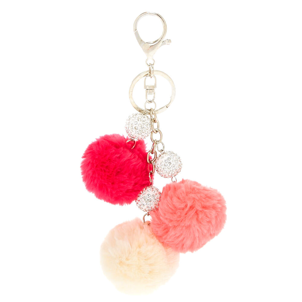 pink pom pom keyring