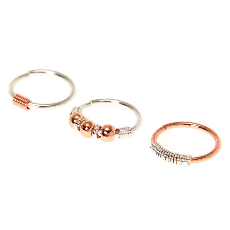 20G Rose Gold & Silver Mix Nose Rings,