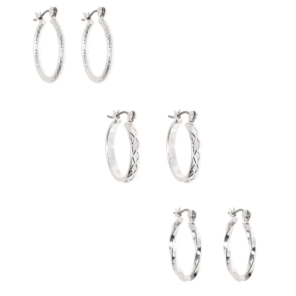 Textured silver hoop earrings top