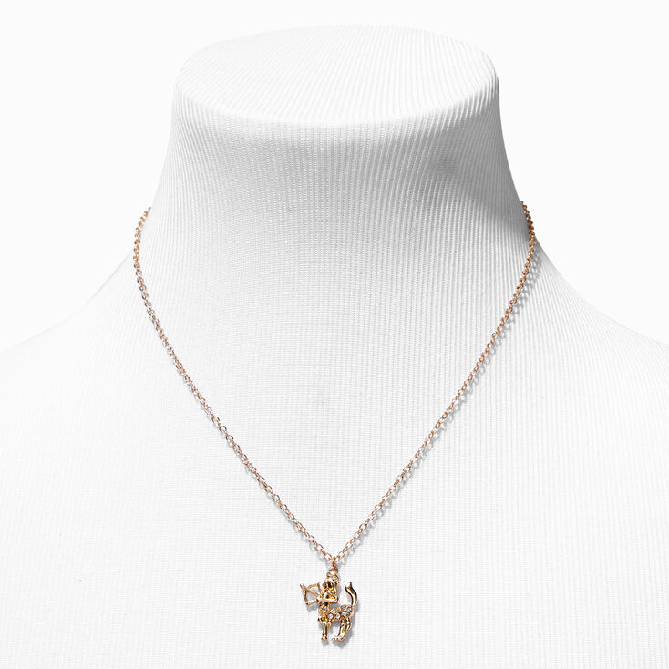 Gold Zodiac Symbol Pendant Necklace - Sagittarius,