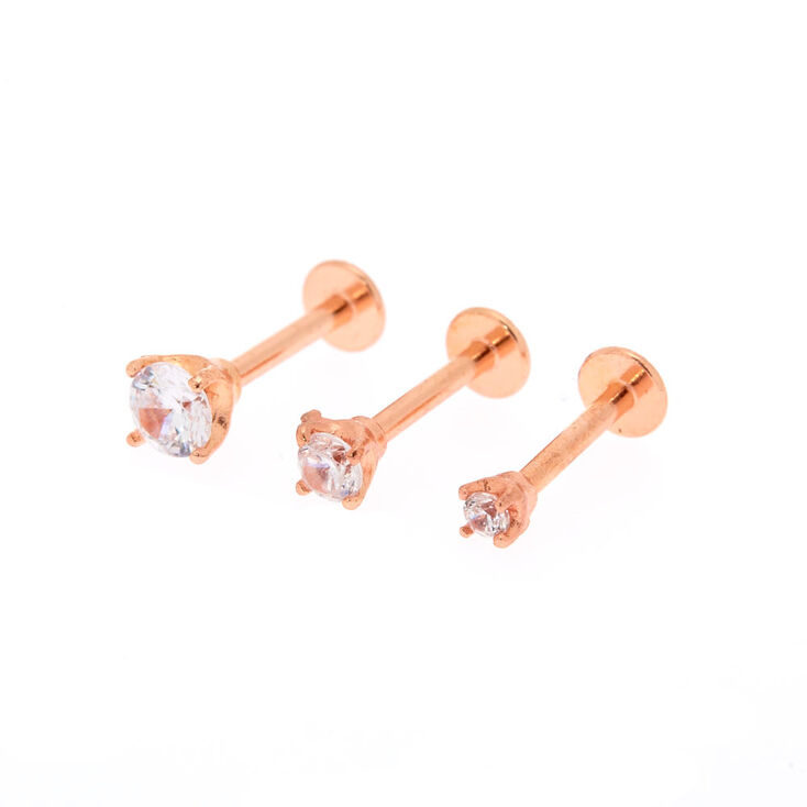 16G Rose Gold Crystal Helix Stud Earrings,