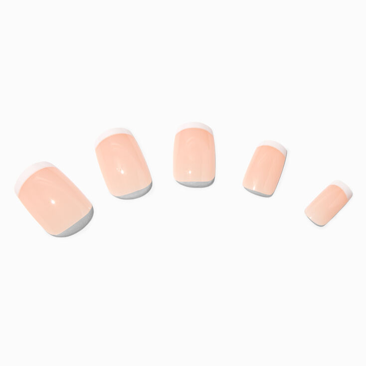 Beige French Mid Square Vegan Faux Nail Set - 24 Pack,