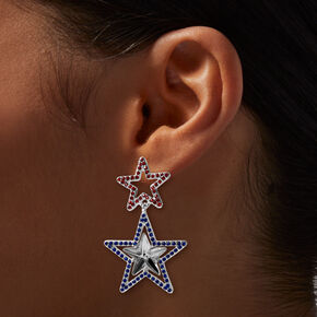 Gemstone Star Outline Drop Earrings,