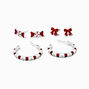 Peppermint Candy &amp; Red Bows Earring Set - 3 Pack,