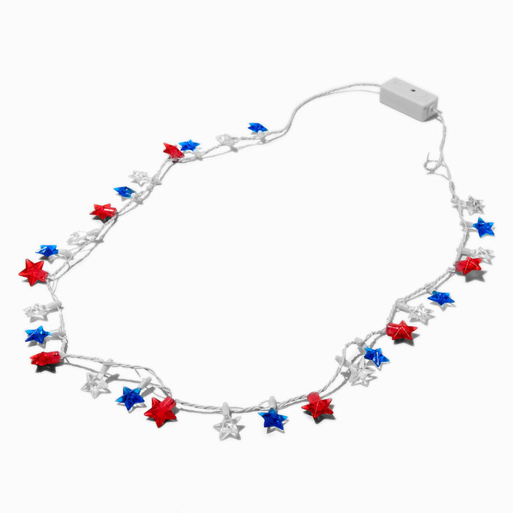 Red, White, &amp; Blue Stars Light-Up Necklace,