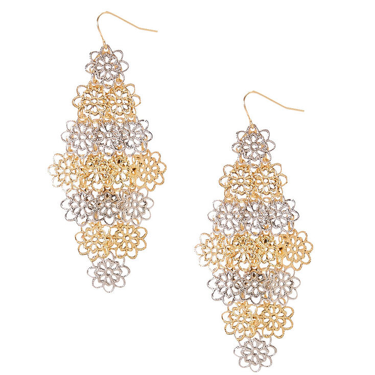 Layered Flower Drop Earrings,