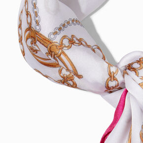Pink &amp; White Chain Print Silky Headwrap,