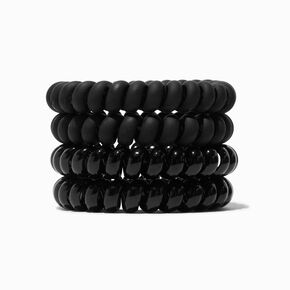 Shiny &amp; Matte Black Spiral Hair Ties - 4 Pack,