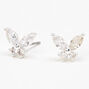Silver Butterfly Cubic Zirconia Stud Earrings,