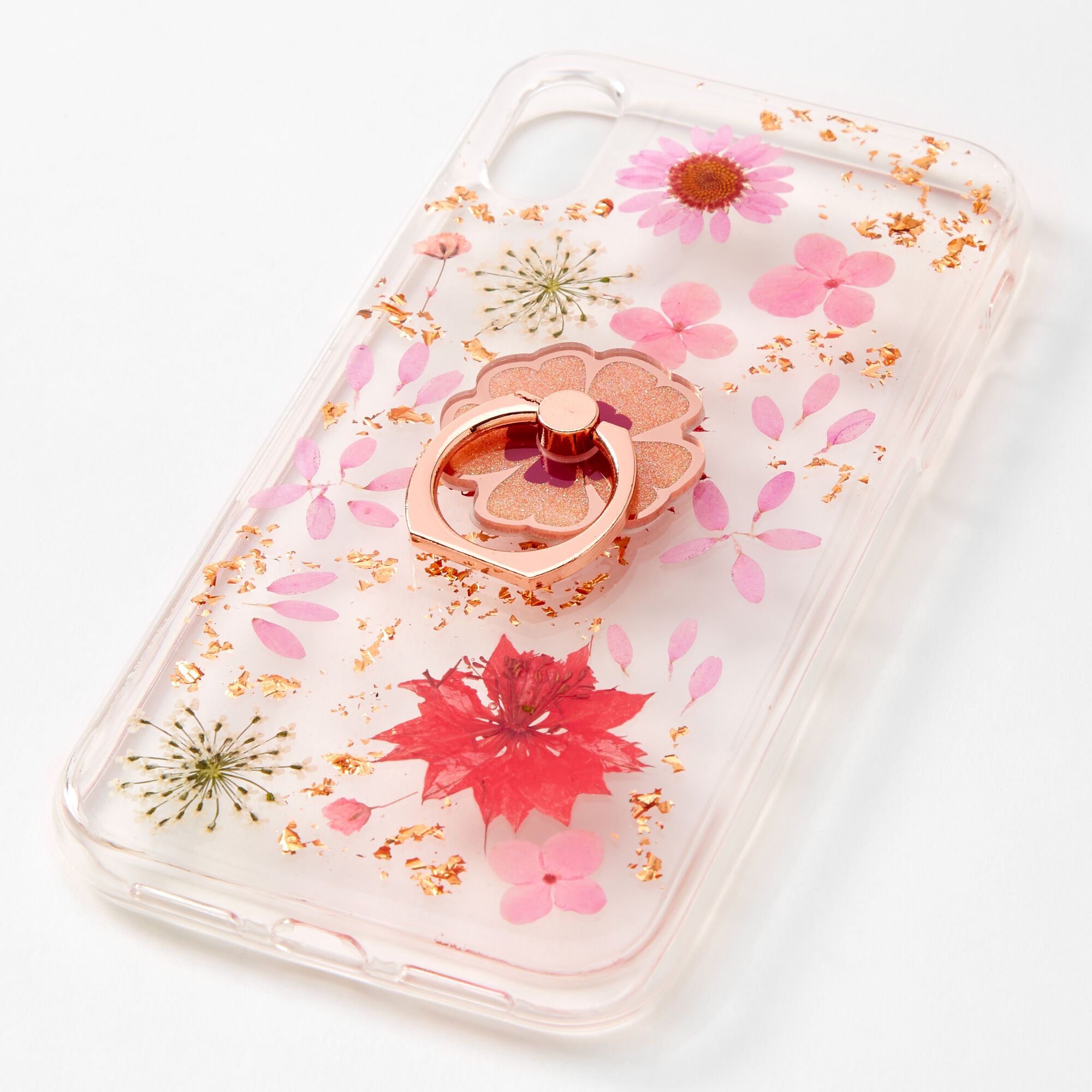 favoriete zonlicht Hond Rose Gold Key Ring Floral Phone Case - Fits iPhone XR | Icing US