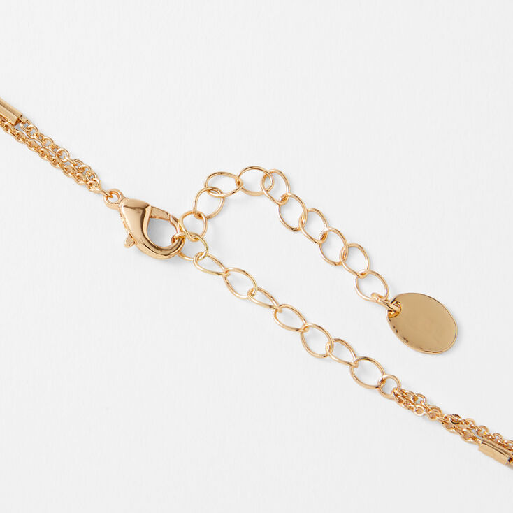 Gold Initial Medallion Multi Strand Necklace - K,