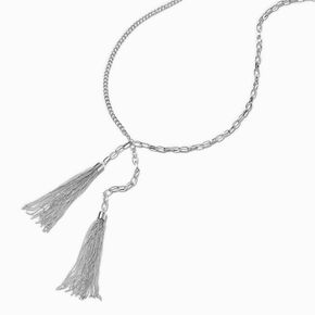 Silver-tone Tassel Lasso Pendant Necklace,