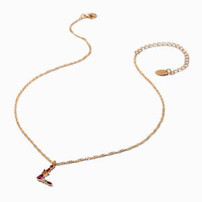 Pearl &amp; Pink Crystal Embellished Letter Initial Pendant Necklace - L,