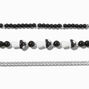 Black Mushroom Beaded &amp; Curb Chain Bracelet Set - 3 Pack,