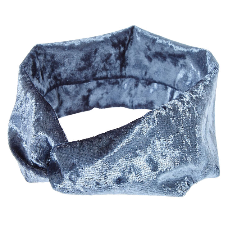 Steel Blue Velvet Headwrap,