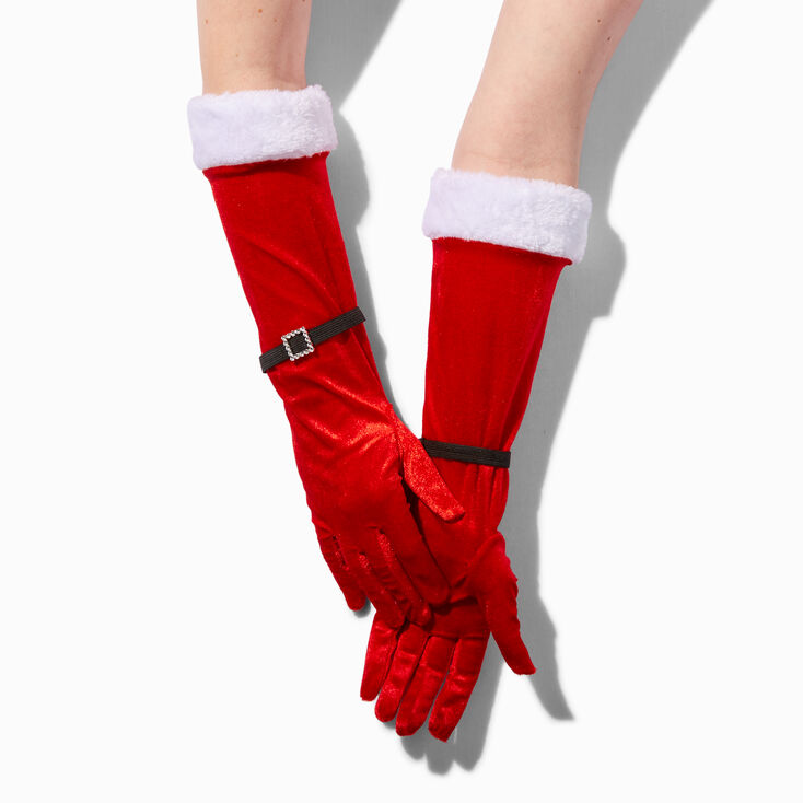 Santa&#39;s Suit Long Red Gloves,