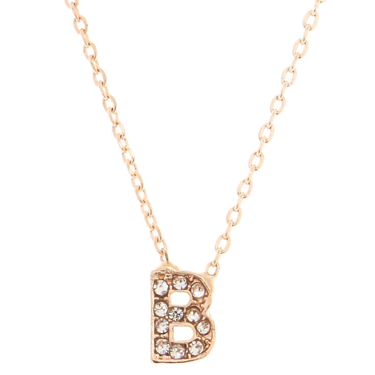 Rose Gold Studded "B" Initial Necklace,