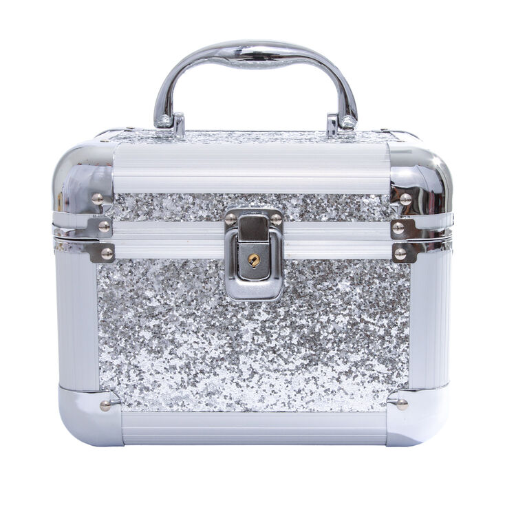 Large Silver Glitter Lock Box,