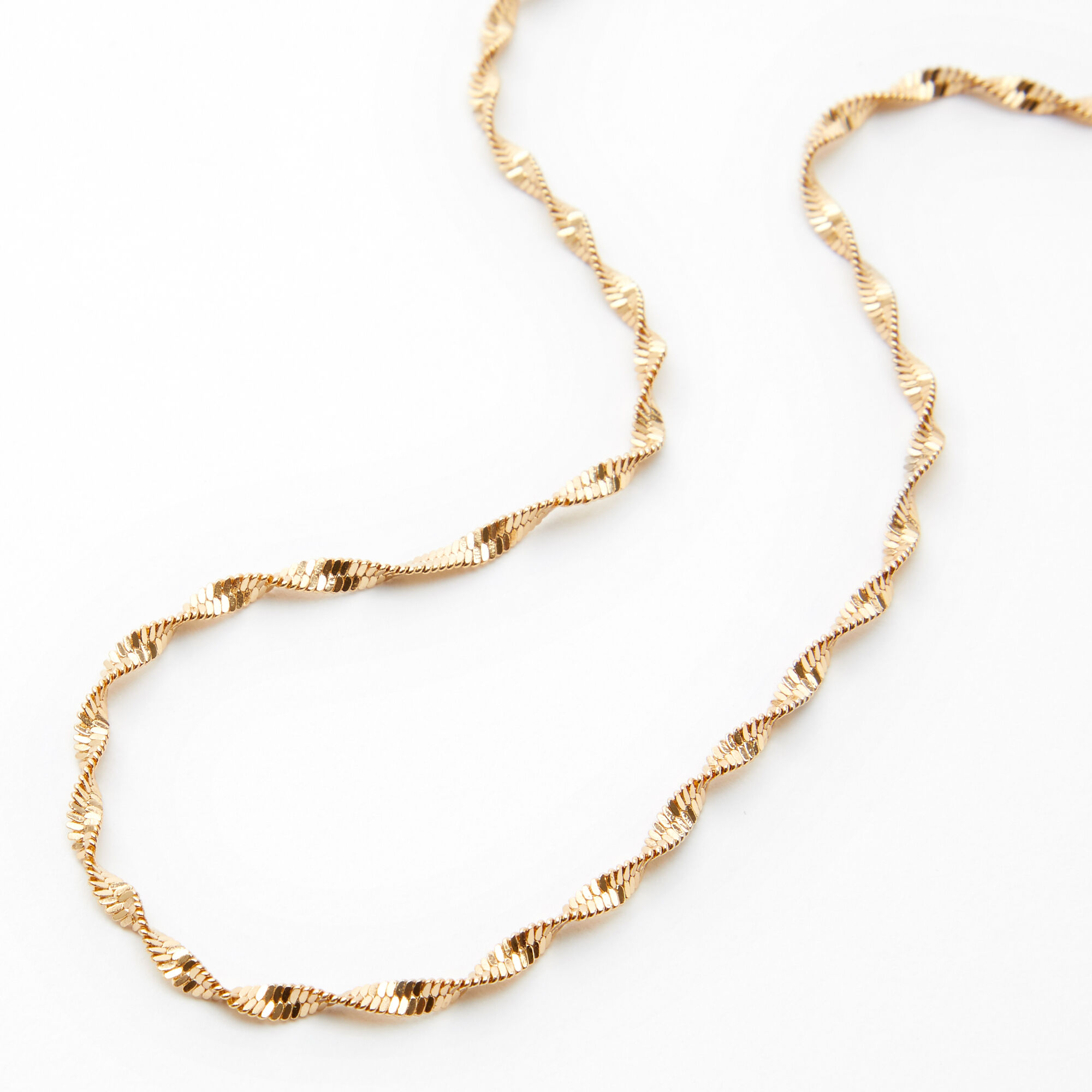Gold Twisted Diamond Cut Chain Necklace Icing US