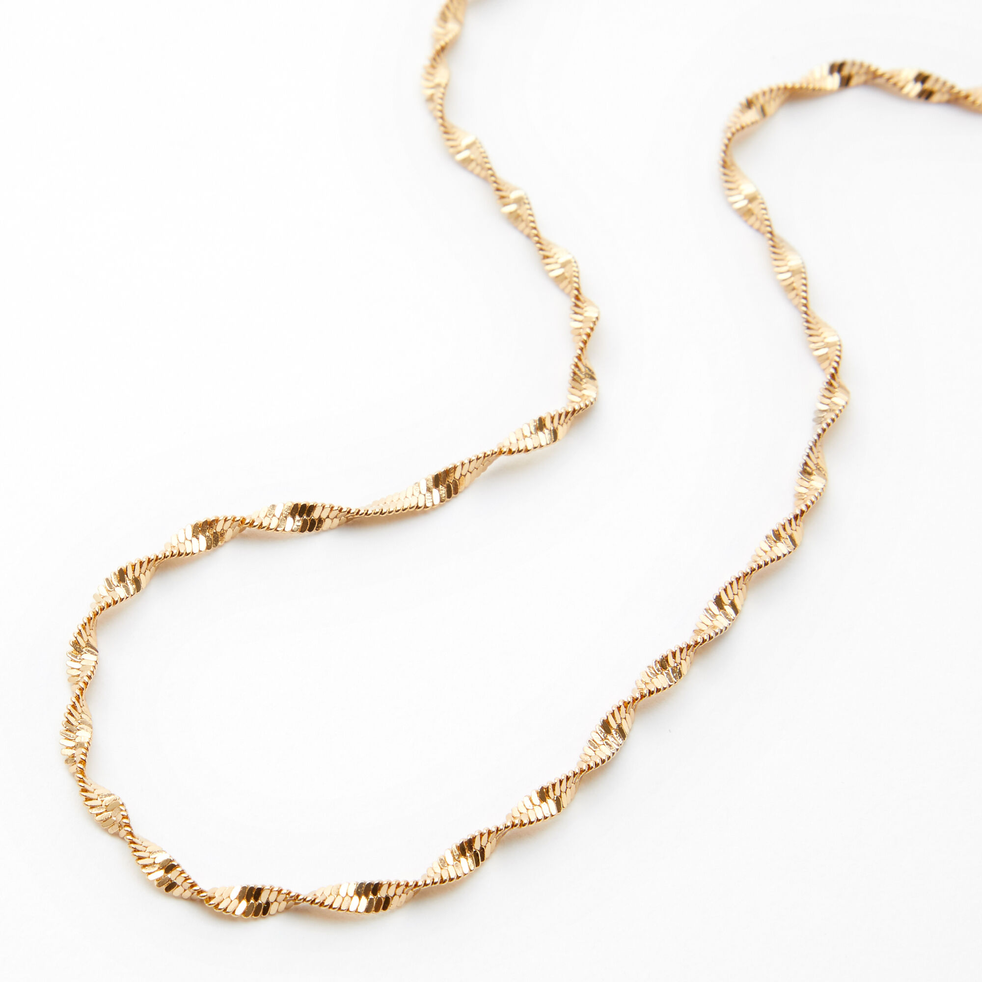 Gold Twisted Diamond Cut Chain Necklace | Icing US