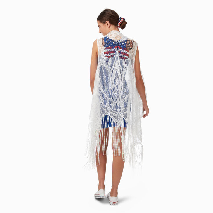 Stars &amp; Stripes Butterfly Long Lace Vest,
