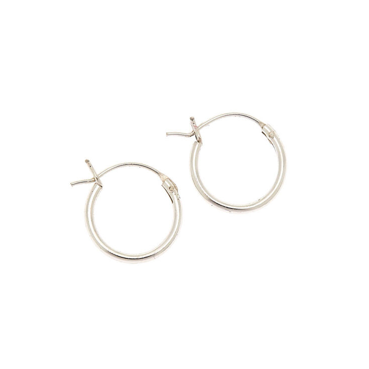 Sterling Silver 12MM Hinge Hoop Earrings,