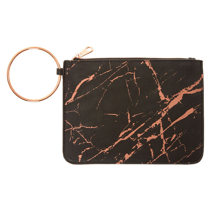 Black & Rose Gold Marble Ring Clutch,