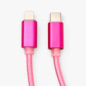 Nylon USB-C Charging Cord - Hot Pink,
