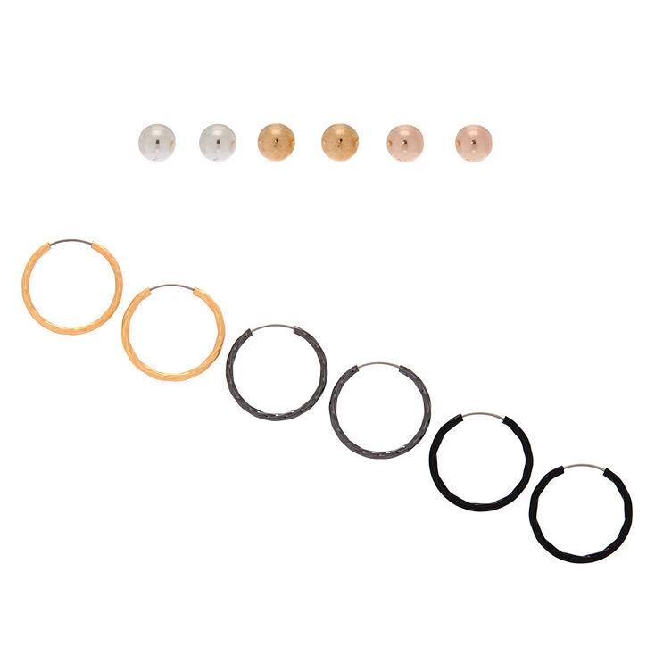 Mixed Metal Earring Set - 6 Pack,